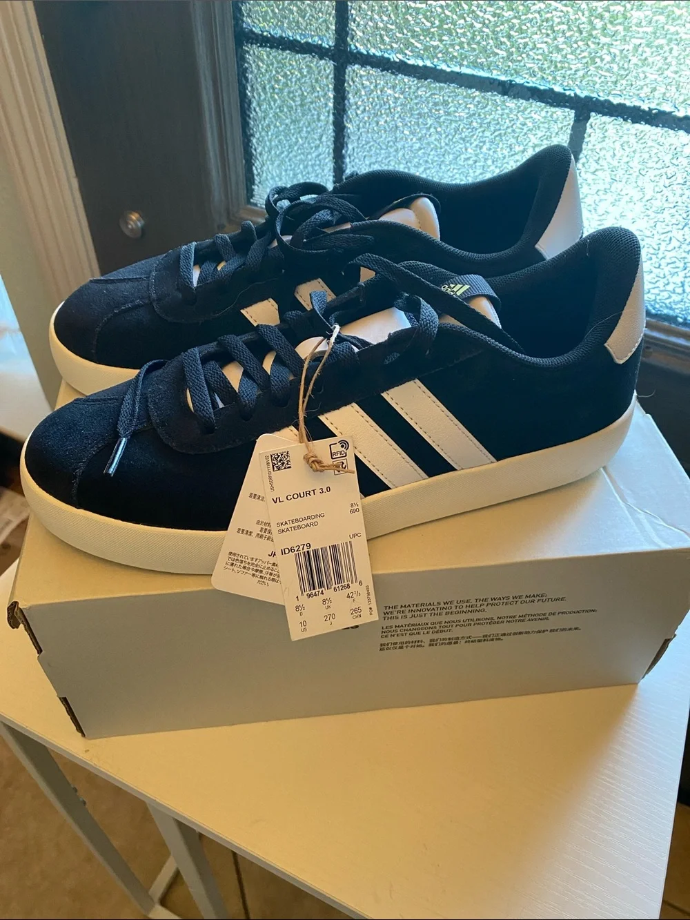 adidas Black & White VL Court 3.0 Low-Top Sneakers womens size 10